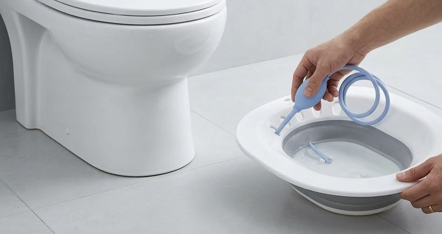 Bidé dobrável AquaNési fácil de transportar na mão